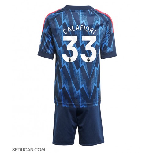 Dječji Nogometni Dres Arsenal Riccardo Calafiori #33 Gostujuci 2025-26 Kratak Rukav (+ Kratke hlače)